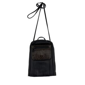 D'Onofrio Leather Crossbody Black Brown Hidden Slide Down Phone Cards‎ USA Made